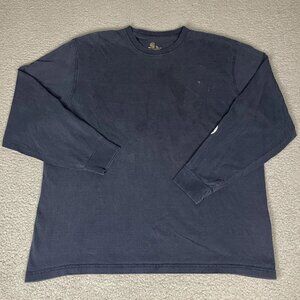 Carhartt Tshirt Adult XL Blue Distressed Spell Out Long Sleeve Workwear Faded